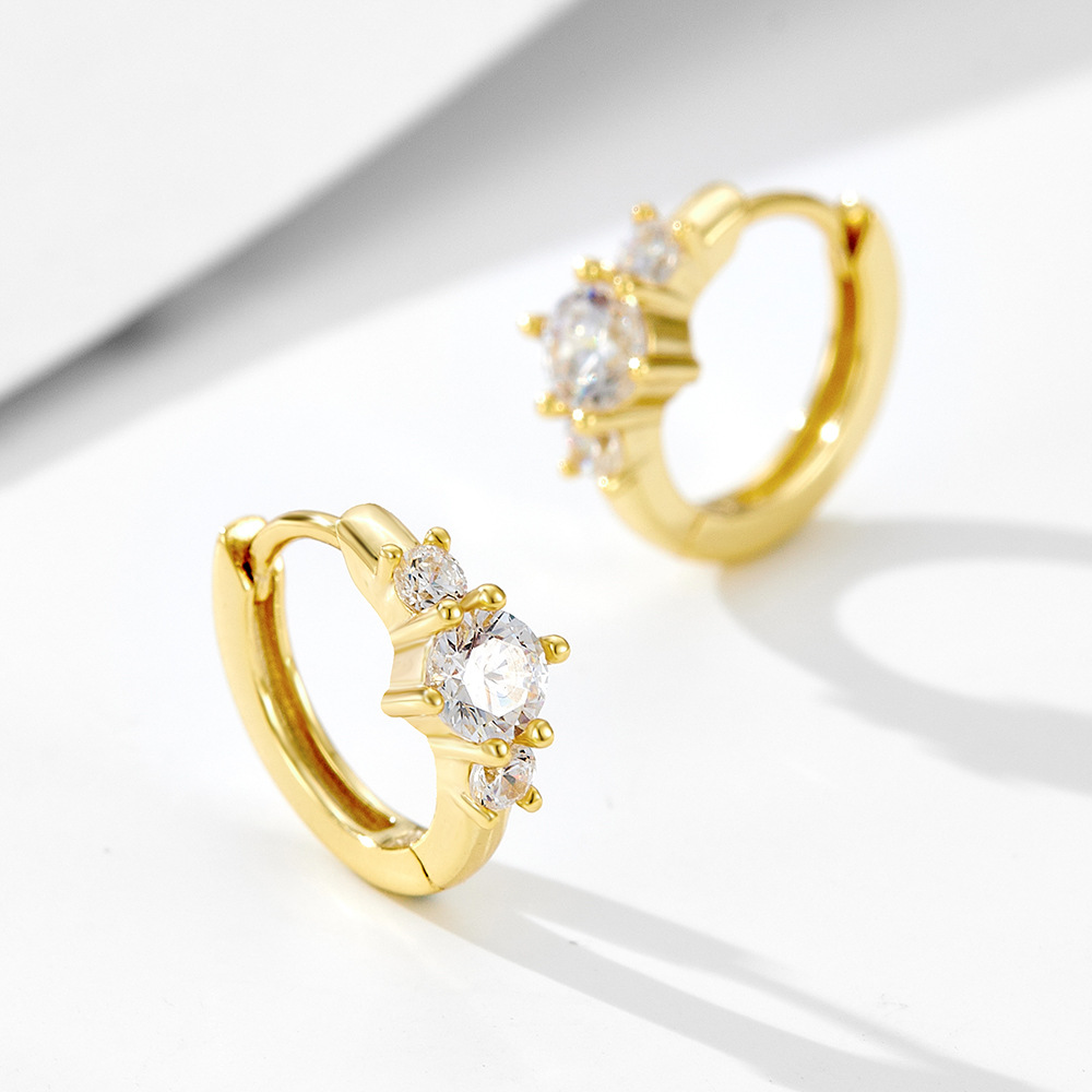 S925 Sterling Silver Small Hoop Earrings with Sparkling Zircon, Minimalist Geometric Huggie Earrings for Women, Hypoallergenic Jewelry Gift