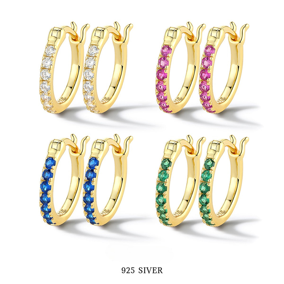 Colored Zircon Ear Cuffs - 925 Sterling Silver Niche Wholesale Jewelry