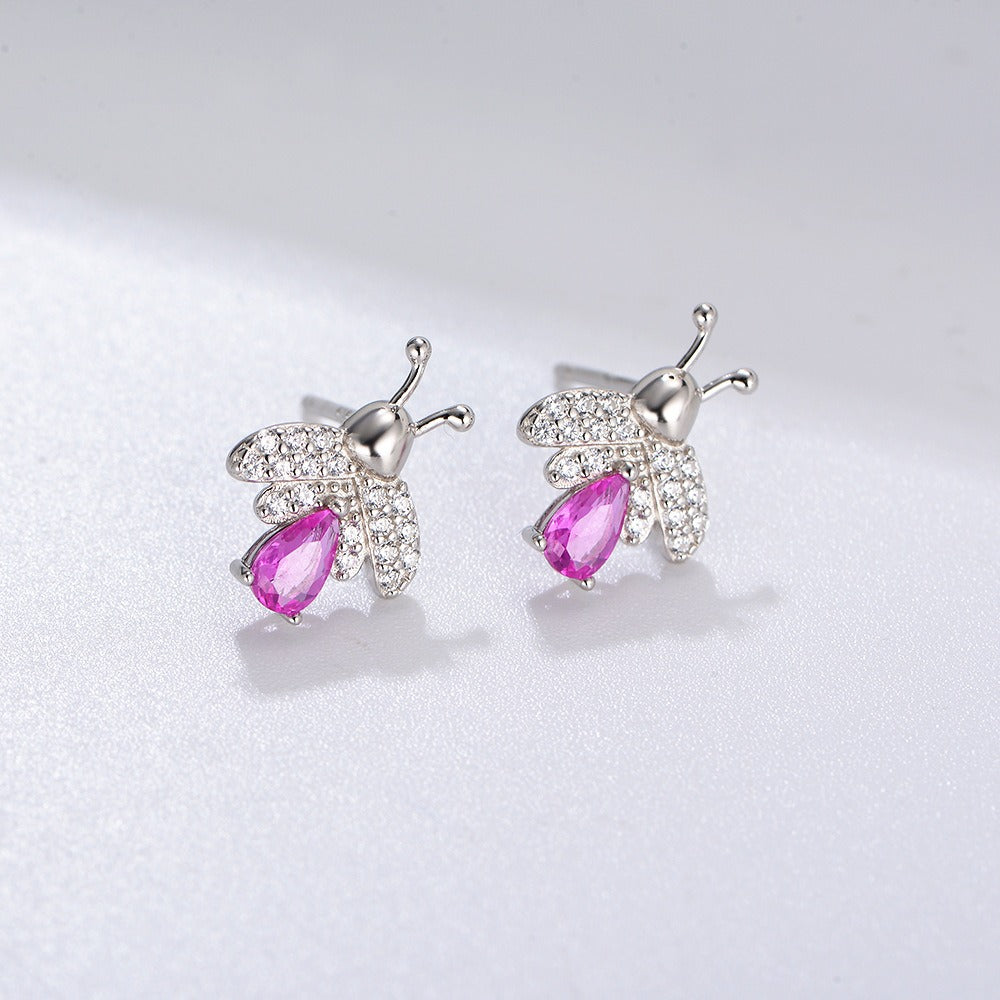 925 Sterling Silver Honey Bee Stud Earrings for Women, Sparkling Zirconia Bumble Bee Earrings, Unique Niche Design, Hypoallergenic Luxury Jewelry Gift