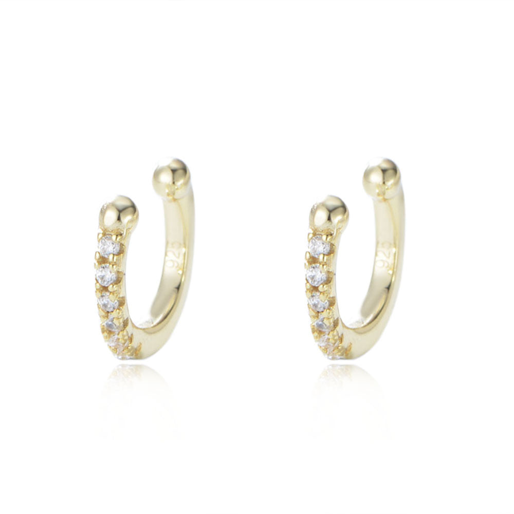 S925 Silver Sparkling C-Design Ear Clip - Modern Ins Style Aesthetic Non-Pierced Earring