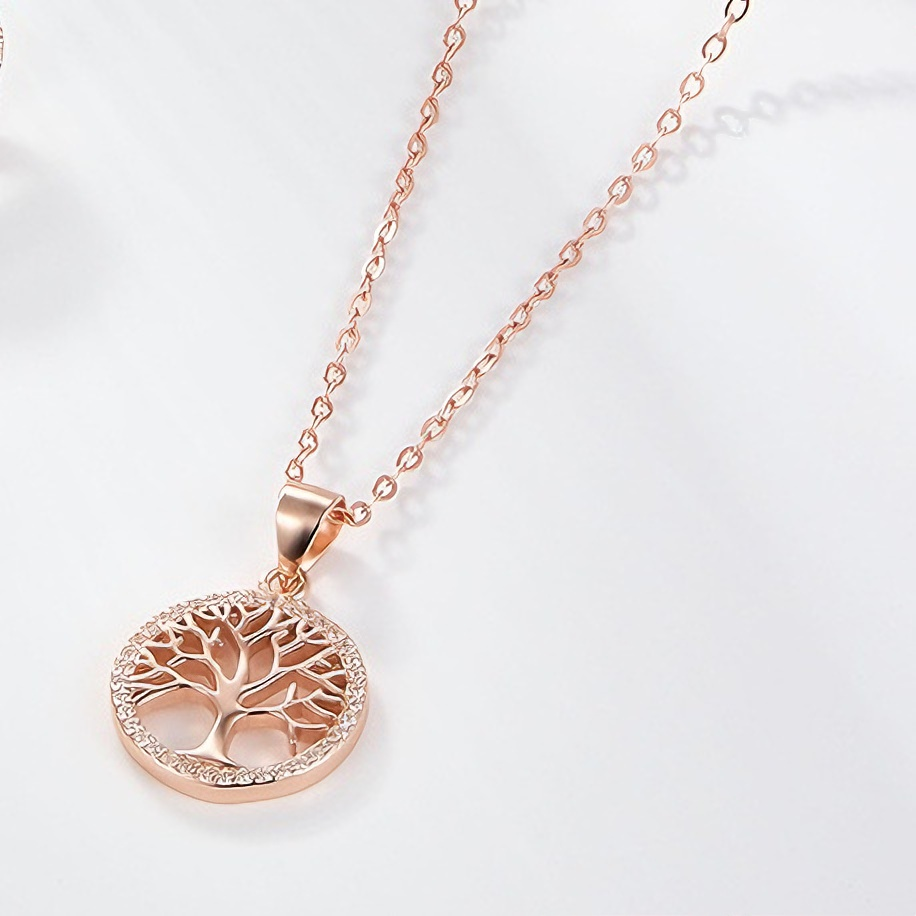 Tree of Life Rose Gold Jewelry Set | Necklace & Earrings for Halloween