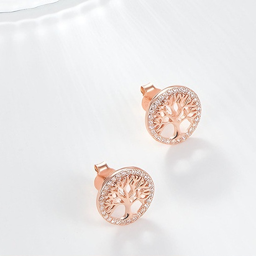 Tree of Life Rose Gold Jewelry Set | Necklace & Earrings for Halloween