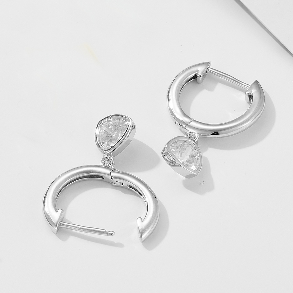 925 Sterling Silver Triangle Geometric Earrings for Women, Minimalist Zircon Dangle Earrings, Unique Aesthetic Jewelry, Versatile Daily Accessory