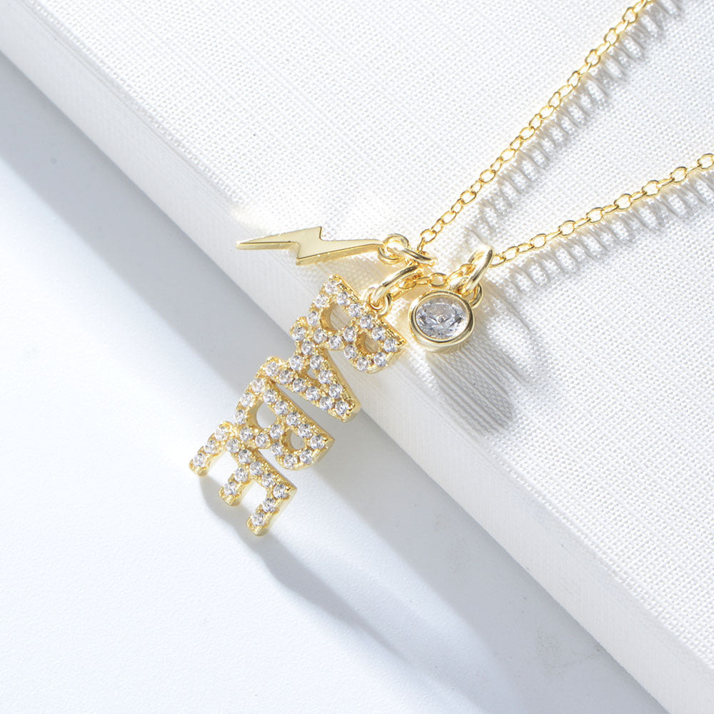 925 Sterling Silver BABE Letter Necklace, Zirconia Alphabet Pendant