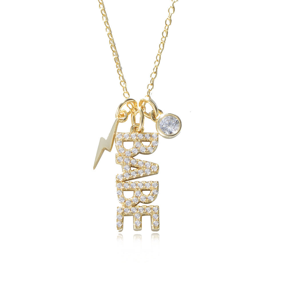 925 Sterling Silver BABE Letter Necklace, Zirconia Alphabet Pendant
