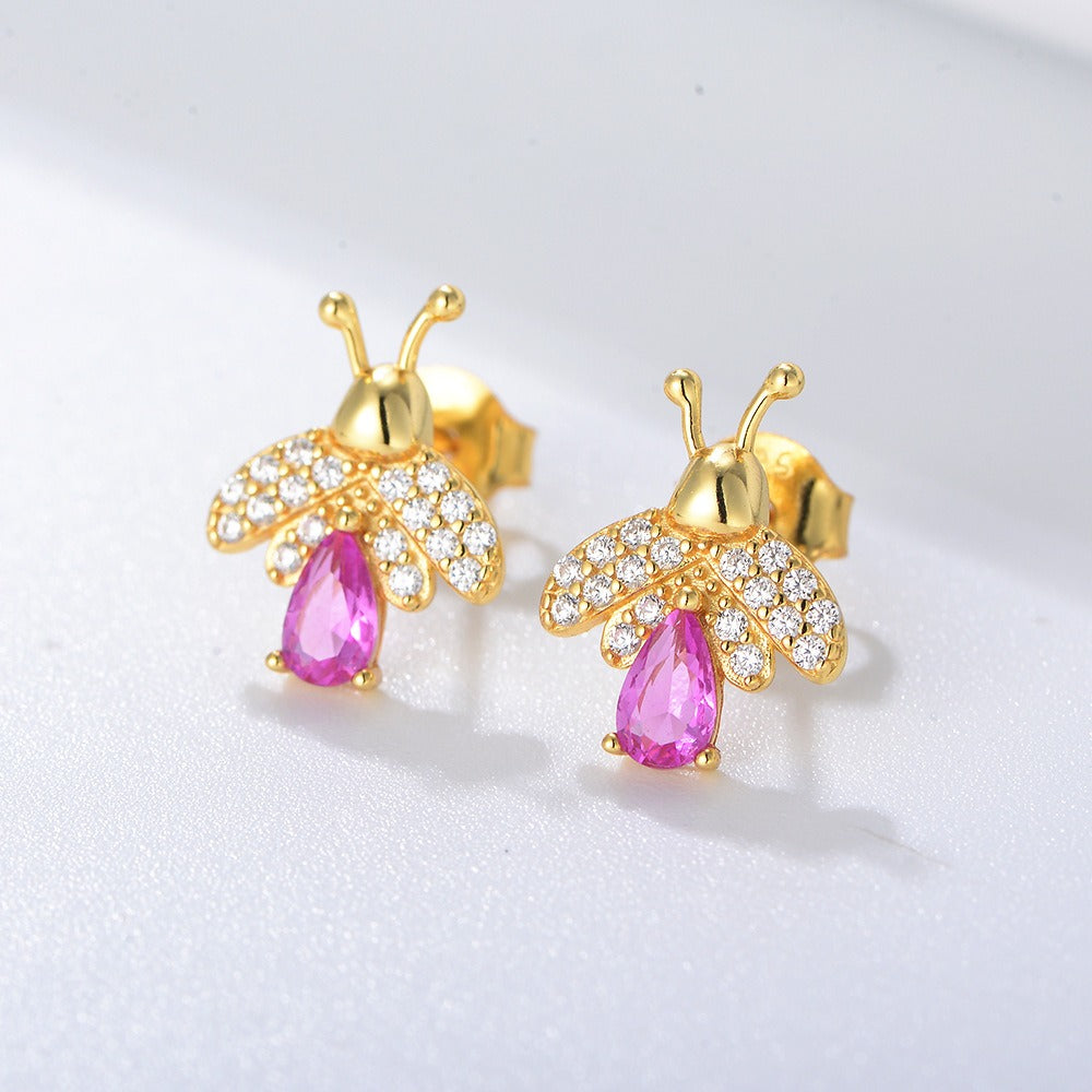 925 Sterling Silver Honey Bee Stud Earrings for Women, Sparkling Zirconia Bumble Bee Earrings, Unique Niche Design, Hypoallergenic Luxury Jewelry Gift