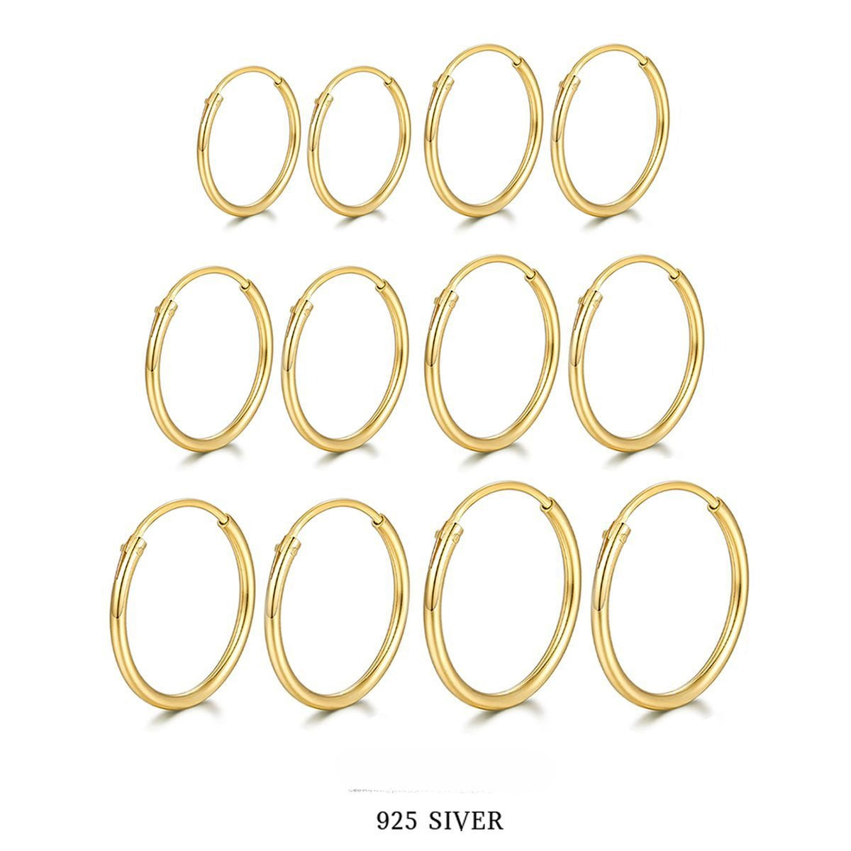 Polished Circle Earrings - 925 Silver Hoop Ear Cuffs Trending