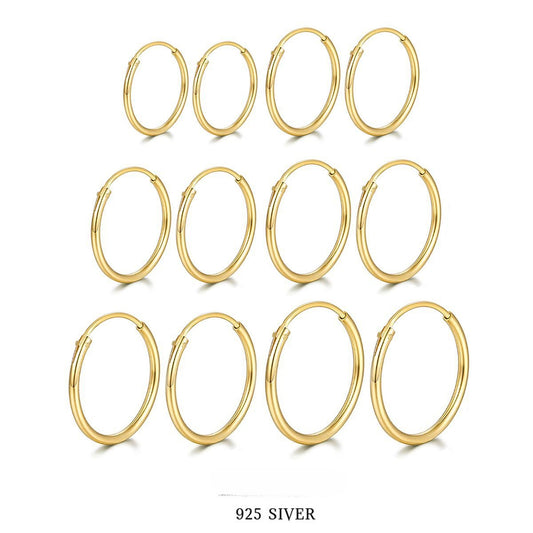 Polished Circle Earrings - 925 Silver Hoop Ear Cuffs Trending