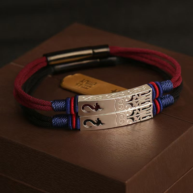 925 Sterling Silver Dragon Braided Bracelet