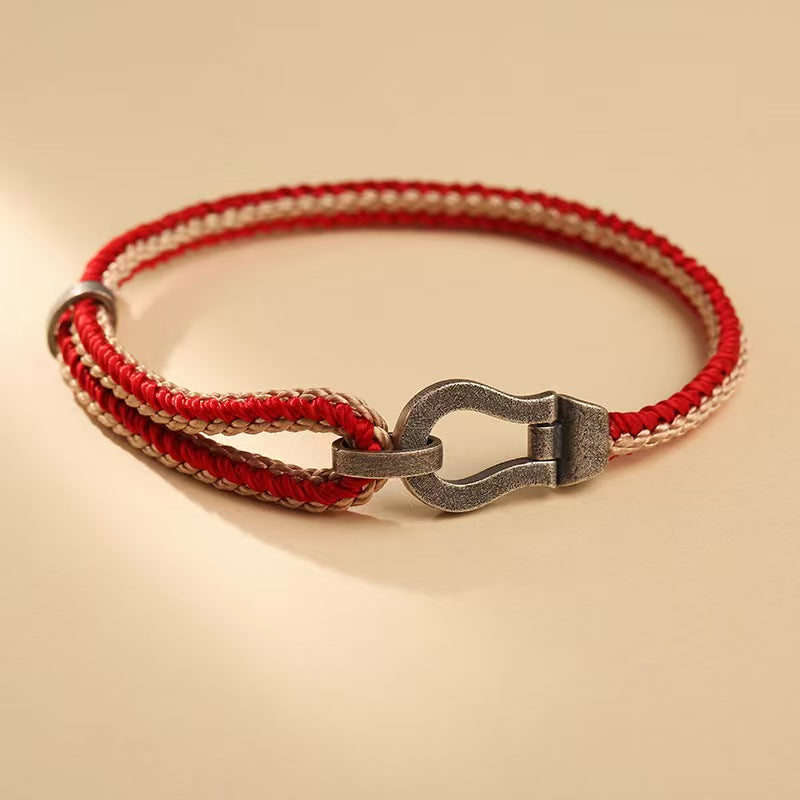 925 Sterling Silver Couple's Vintage Horseshoe Hand Woven Bracelet