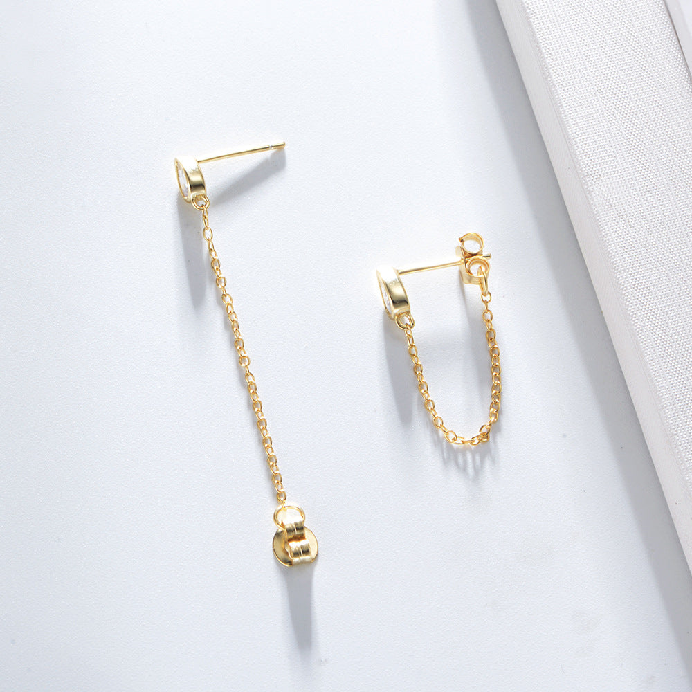 925 Sterling Silver Waterdrop Ear Jackets, CZ Chain Drop Earrings