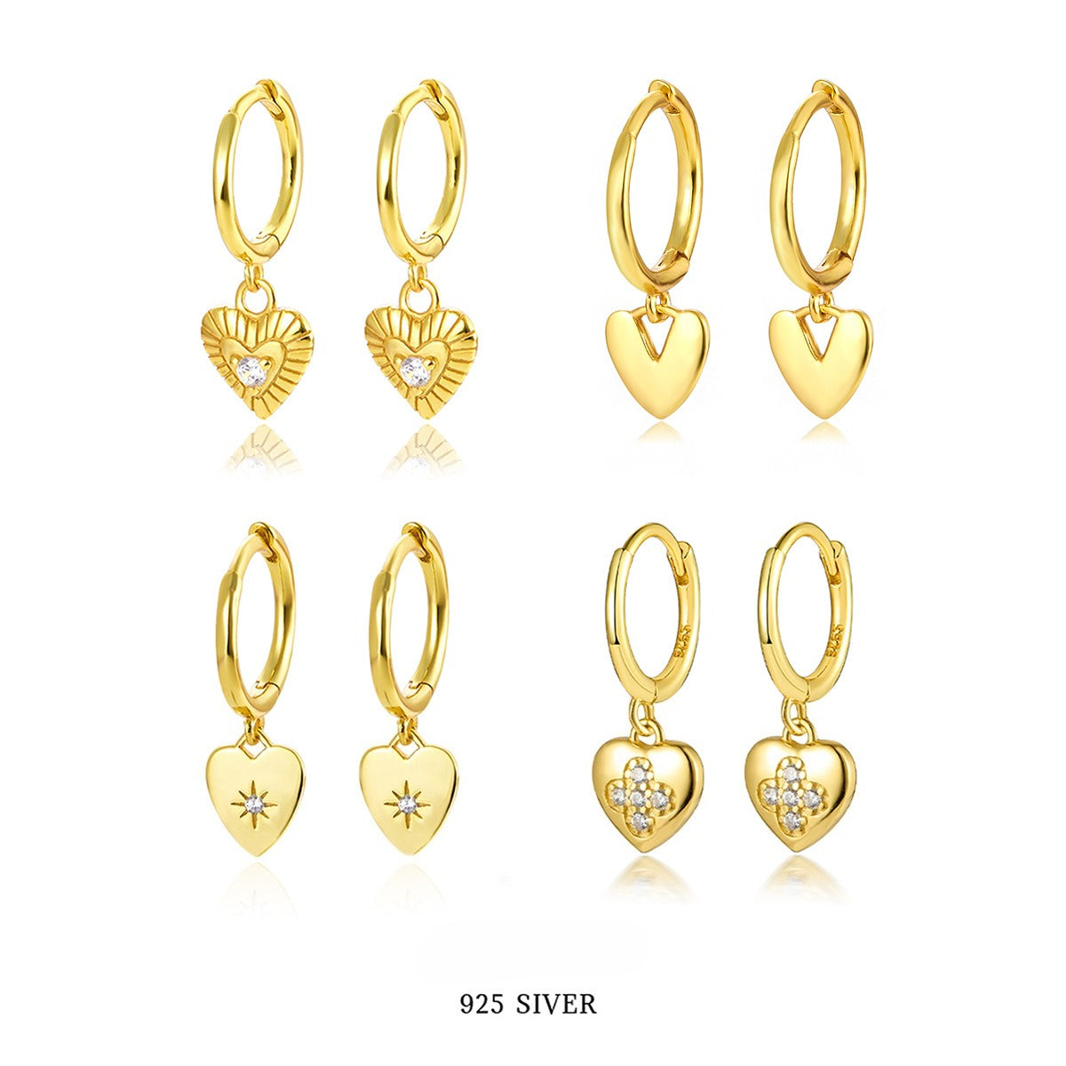 Heart Ear Cuffs - 925 Silver Stackable Light Luxury Wholesale