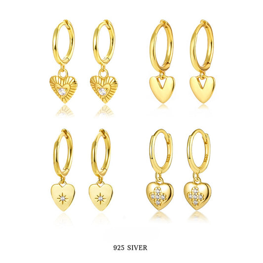 Heart Ear Cuffs - 925 Silver Stackable Light Luxury Wholesale