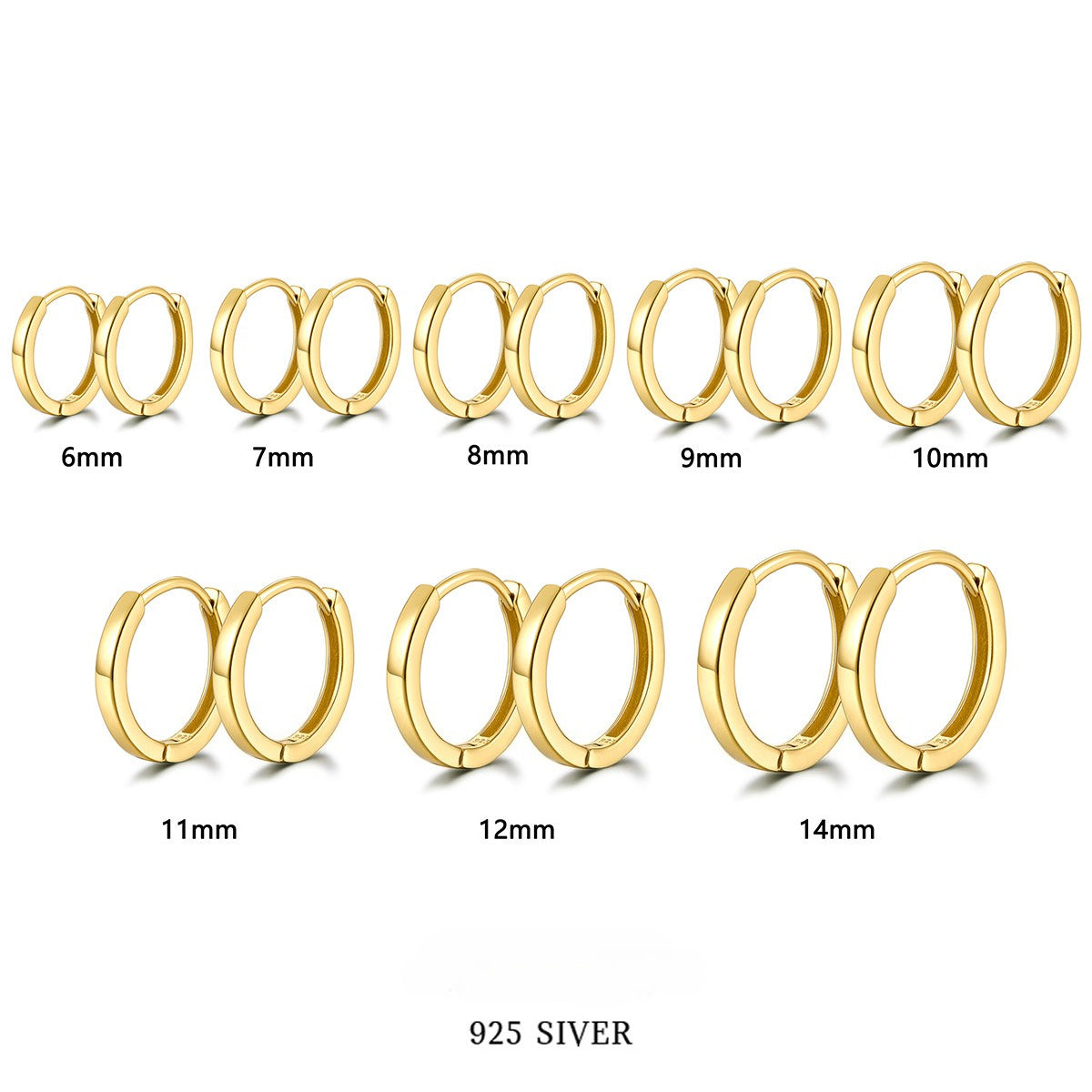 Polished Hoop Earrings - 925 Silver Minimalist Unisex Jewelry