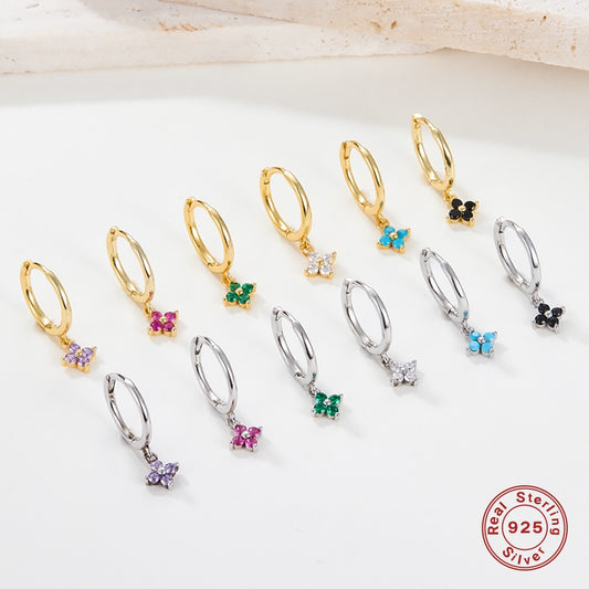 Clover Earrings - 925 Silver Color Zircon Light Luxury Trending