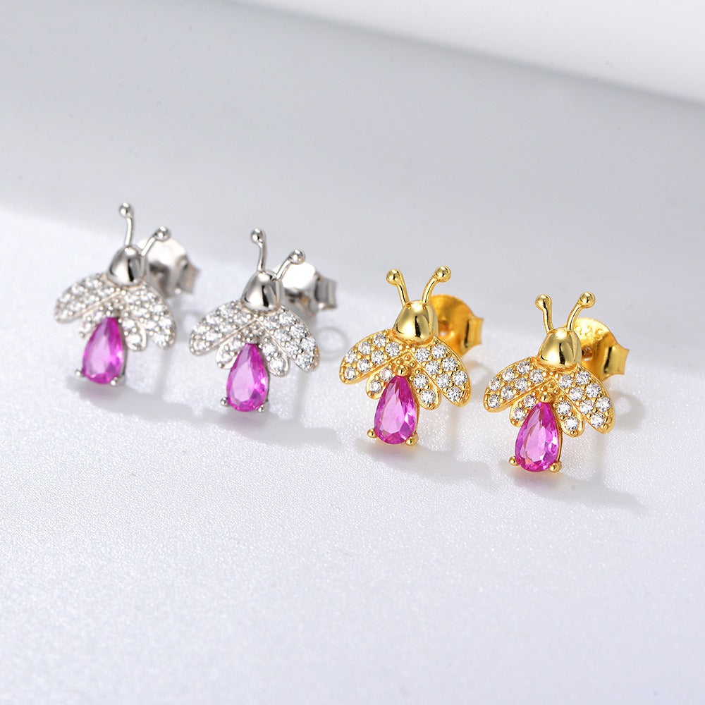 925 Sterling Silver Honey Bee Stud Earrings for Women, Sparkling Zirconia Bumble Bee Earrings, Unique Niche Design, Hypoallergenic Luxury Jewelry Gift
