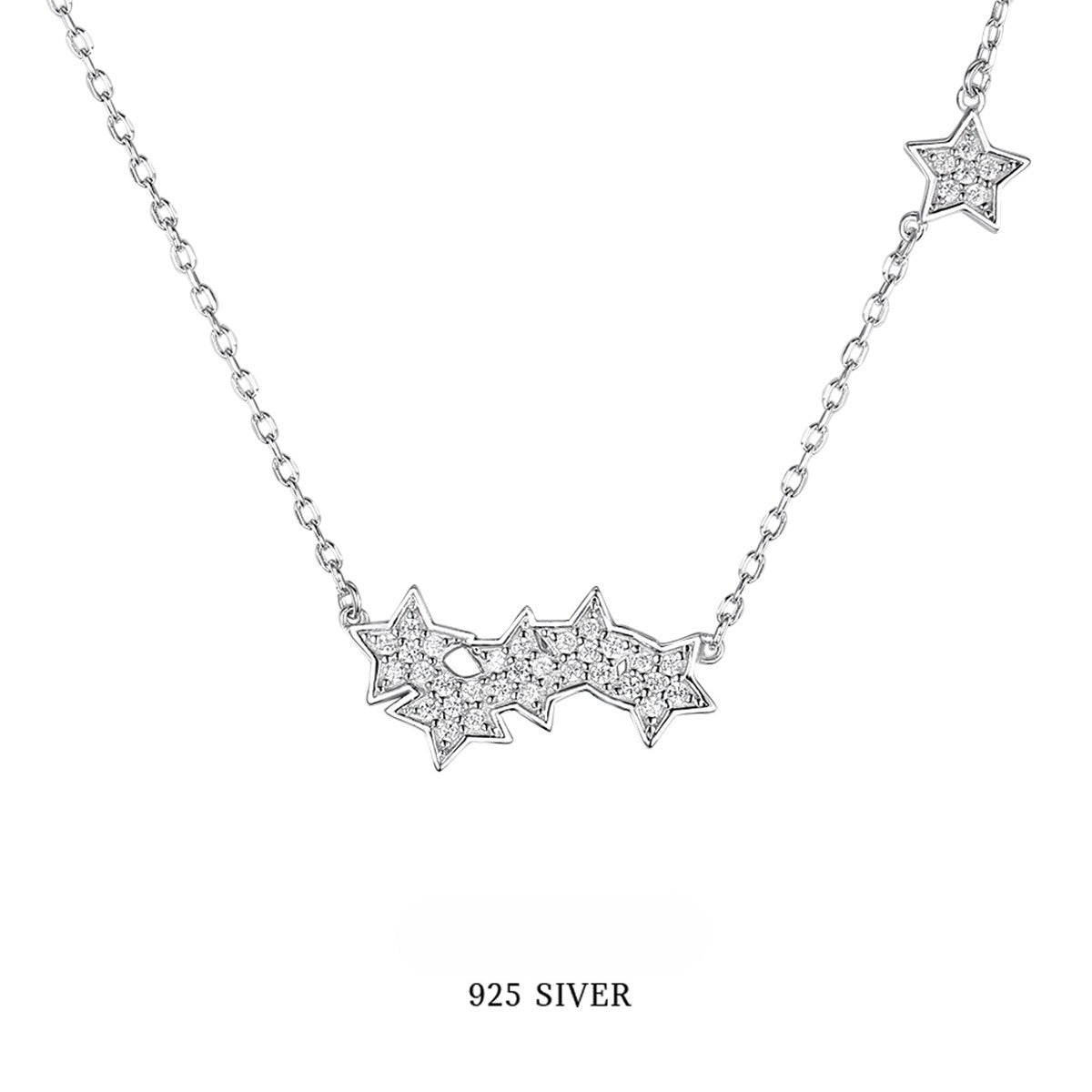 Star Pendant Necklace - 925 Silver Minimalist Light Luxury Choker