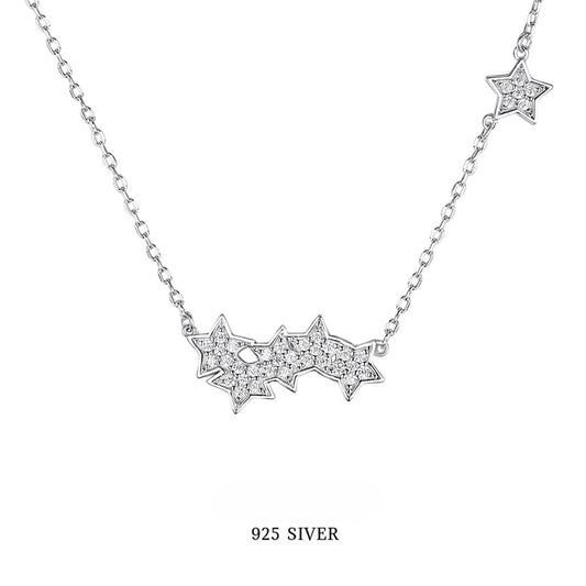 Star Pendant Necklace - 925 Silver Minimalist Light Luxury Choker