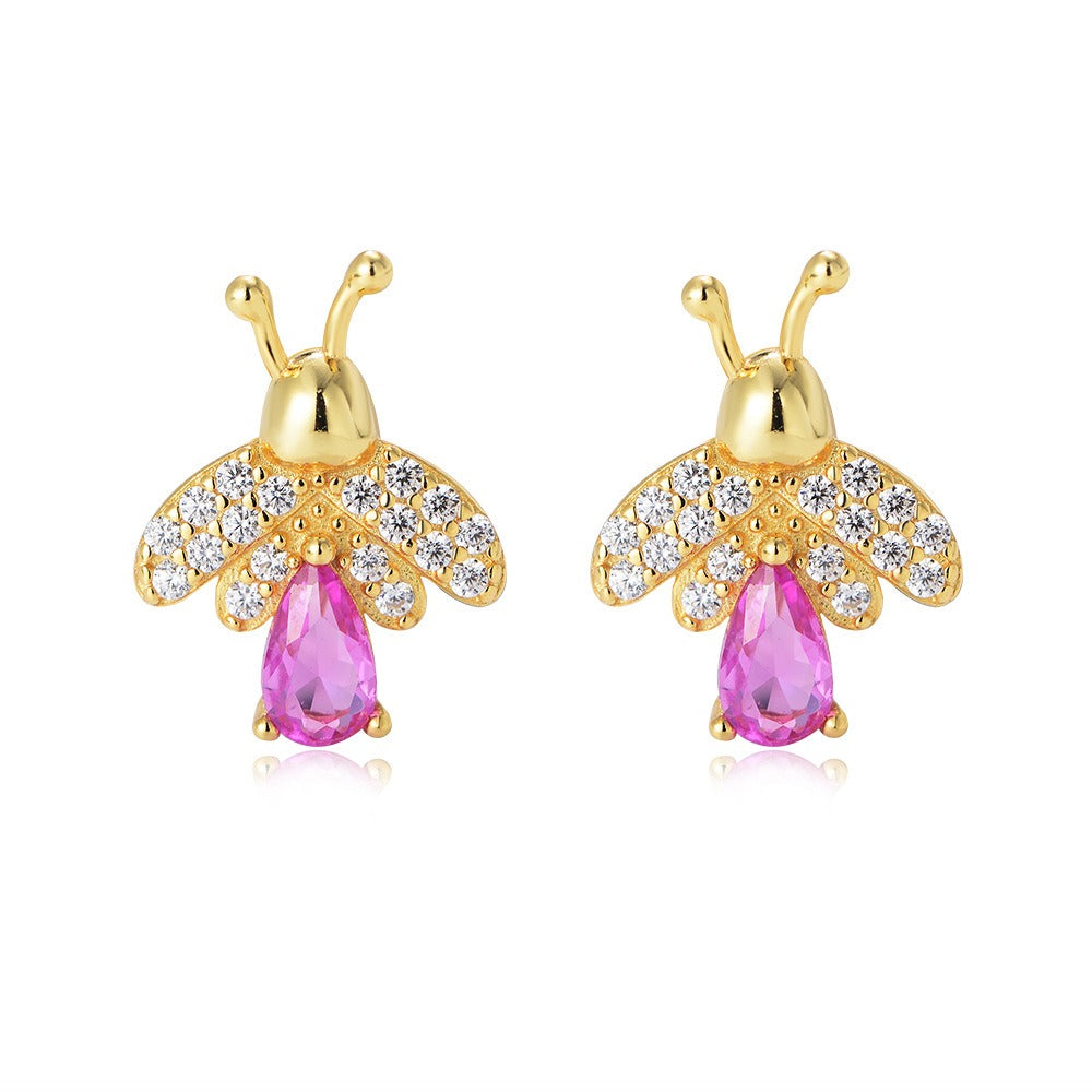 925 Sterling Silver Honey Bee Stud Earrings for Women, Sparkling Zirconia Bumble Bee Earrings, Unique Niche Design, Hypoallergenic Luxury Jewelry Gift