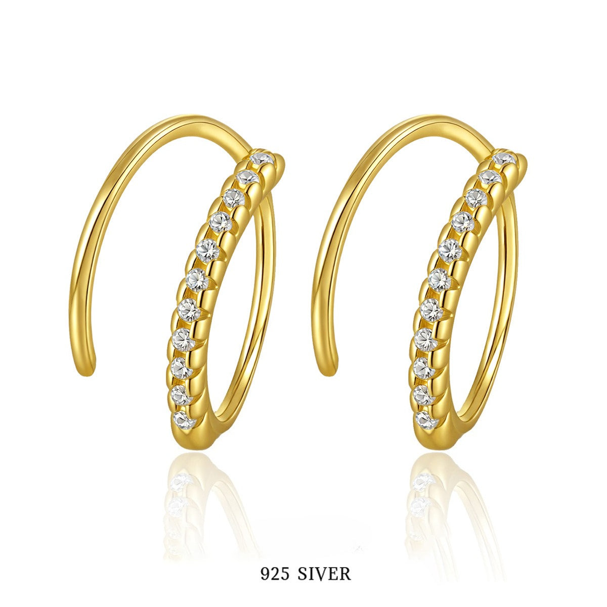 Zircon Hoop Earrings - 925 Silver Minimalist Niche Jewelry