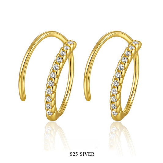 Zircon Hoop Earrings - 925 Silver Minimalist Niche Jewelry