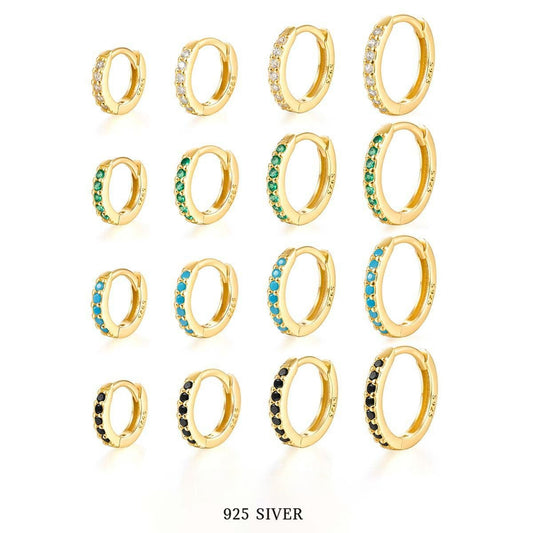 Zircon Hoop Earrings - 925 Silver Minimalist Light Luxury Wholesale