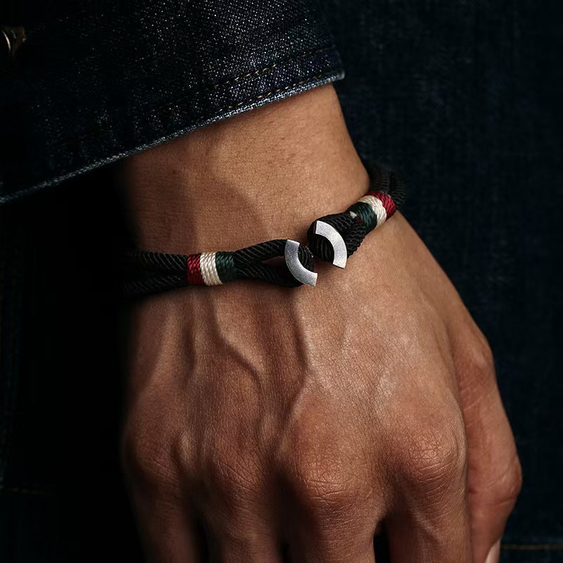 925 Silver Fashion Simple Captain Hand-woven Bracelet