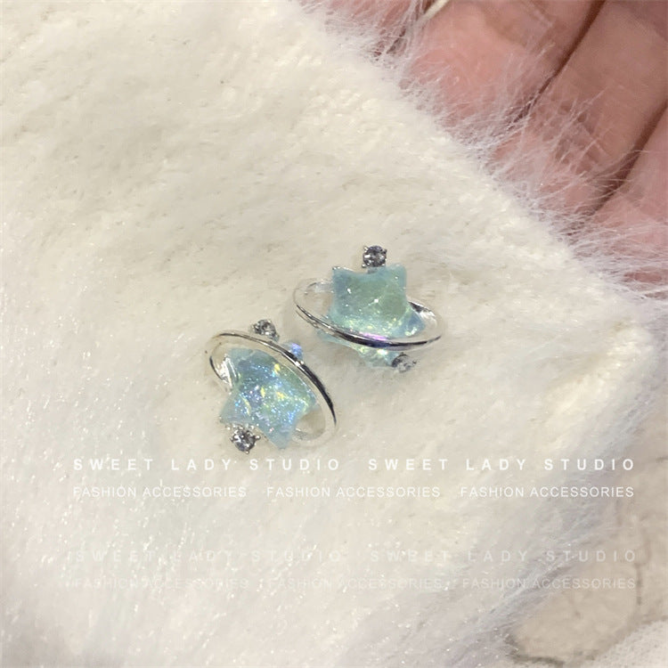S925 silver needle small fresh super fairy temperament star earrings