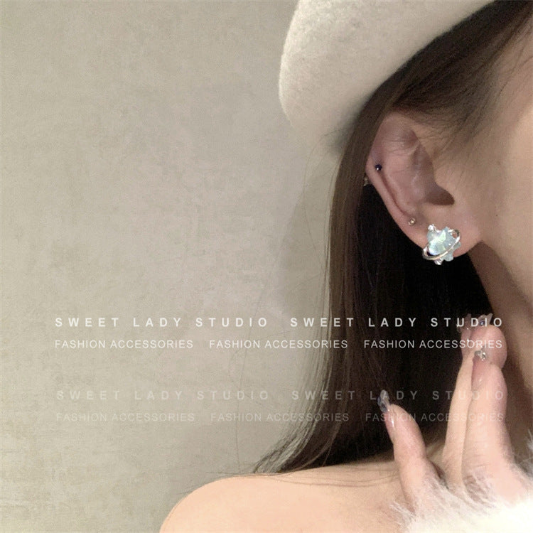 S925 silver needle small fresh super fairy temperament star earrings