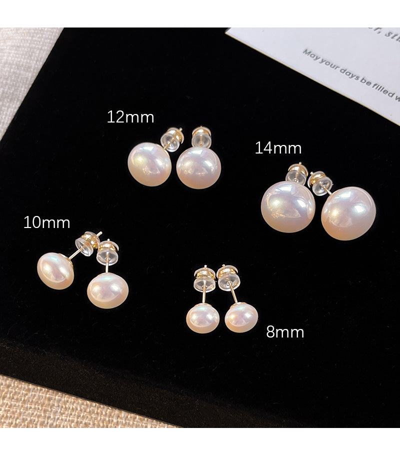S925 silver needle steamed pearl earrings light luxury niche simple high-end earrings wholesale