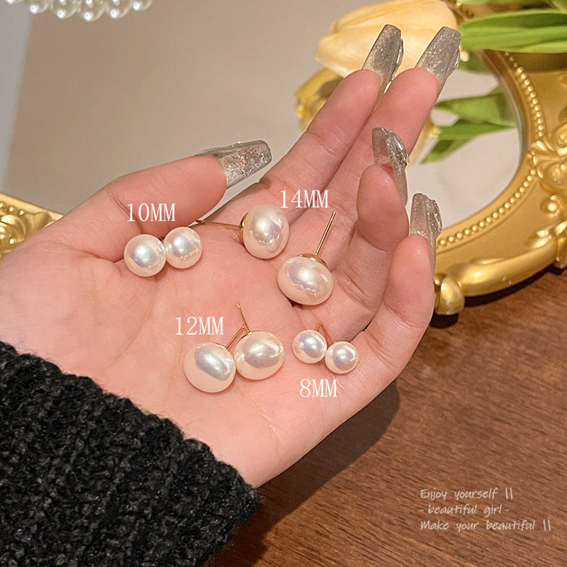 S925 silver needle steamed pearl earrings light luxury niche simple high-end earrings wholesale