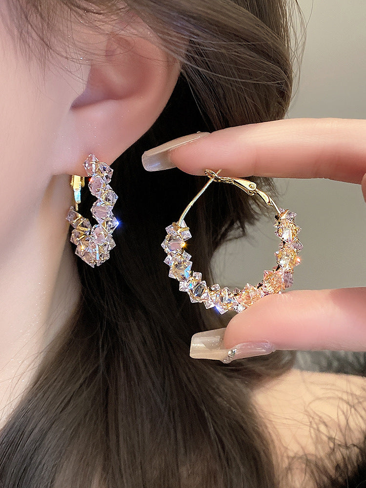 Sparkling exquisite zircon crystal earrings
