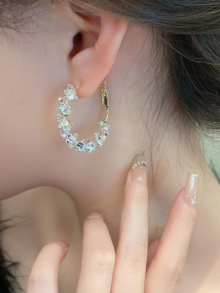Sparkling exquisite zircon crystal earrings