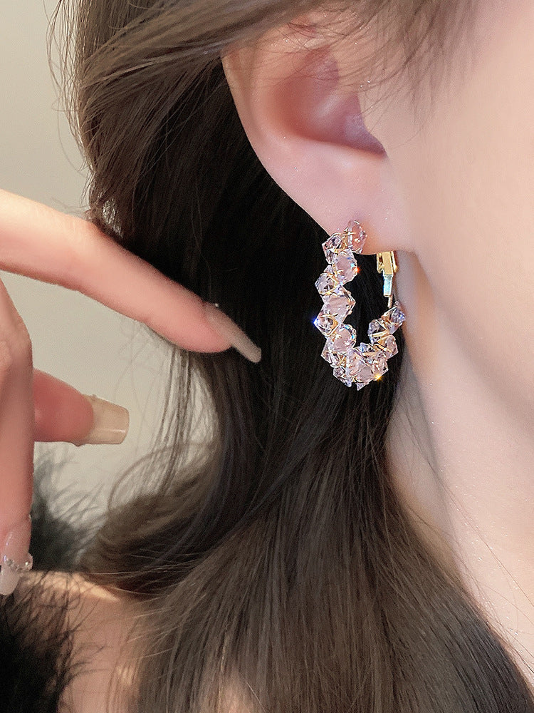 Sparkling exquisite zircon crystal earrings