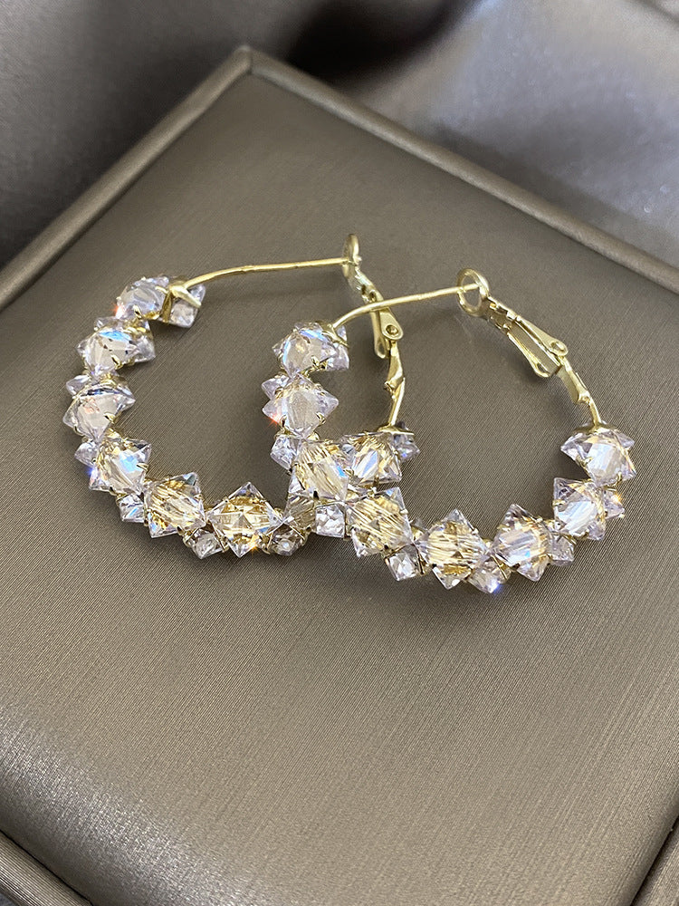 Sparkling exquisite zircon crystal earrings
