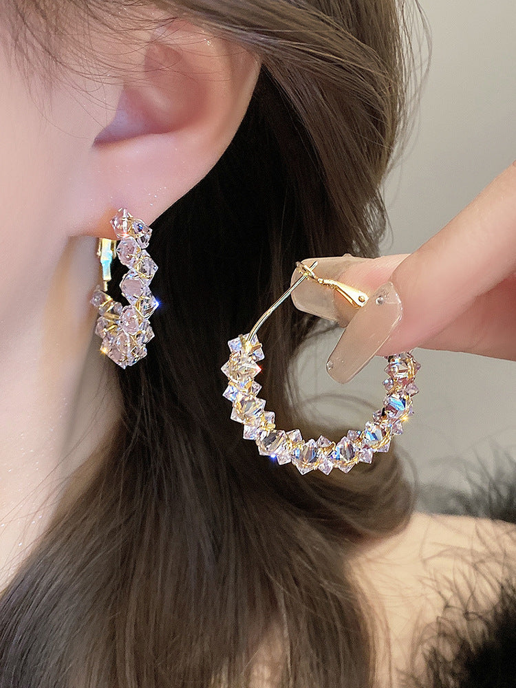Sparkling exquisite zircon crystal earrings