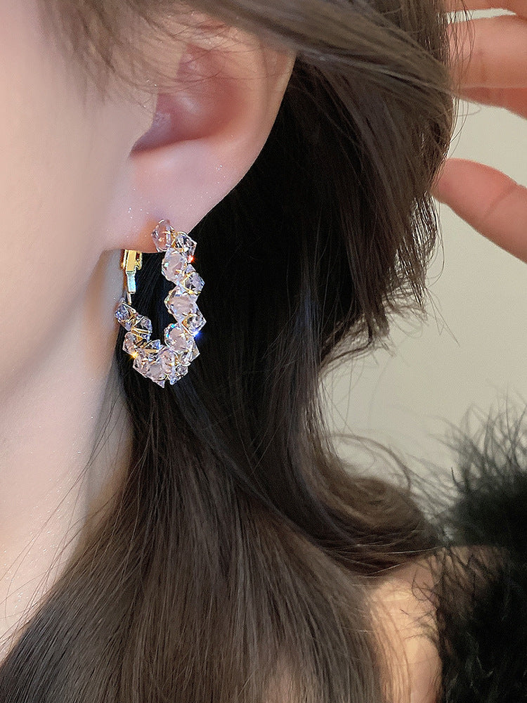 Sparkling exquisite zircon crystal earrings