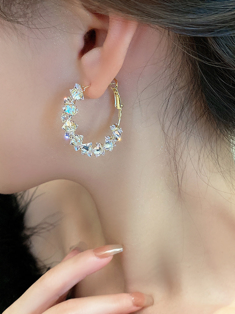 Sparkling exquisite zircon crystal earrings