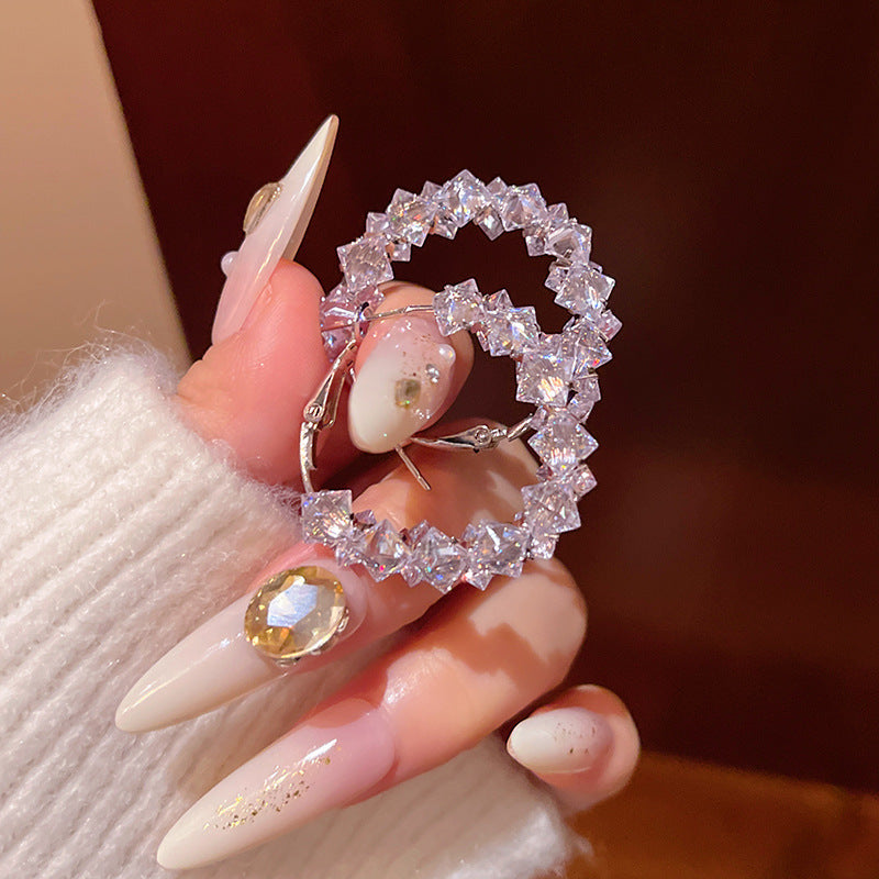 Sparkling exquisite zircon crystal earrings