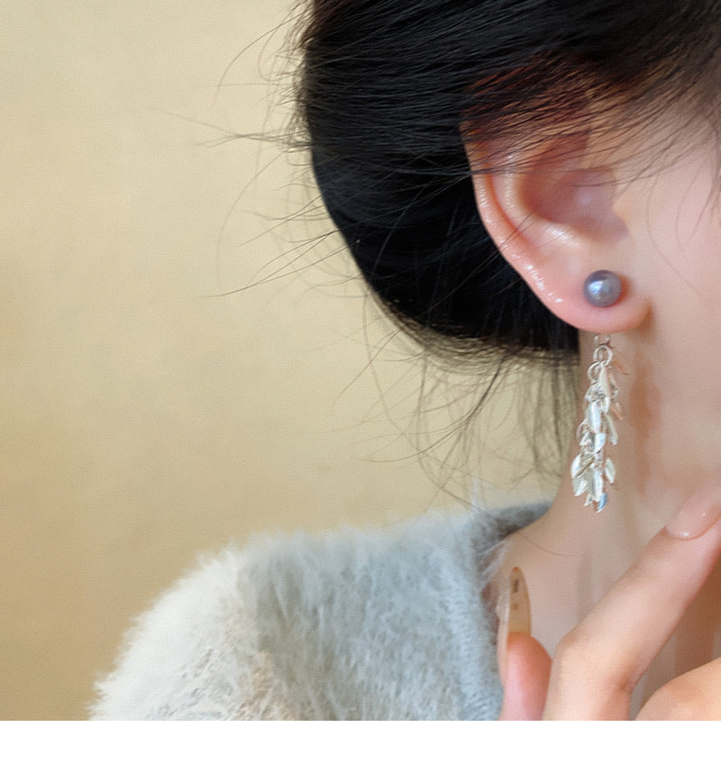 Light luxury niche long tassel wheat ear earrings