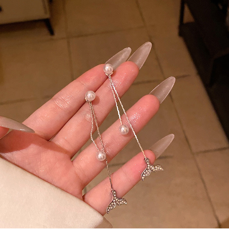 Luxury Long Tassel Fishtail Pearl Earrings
