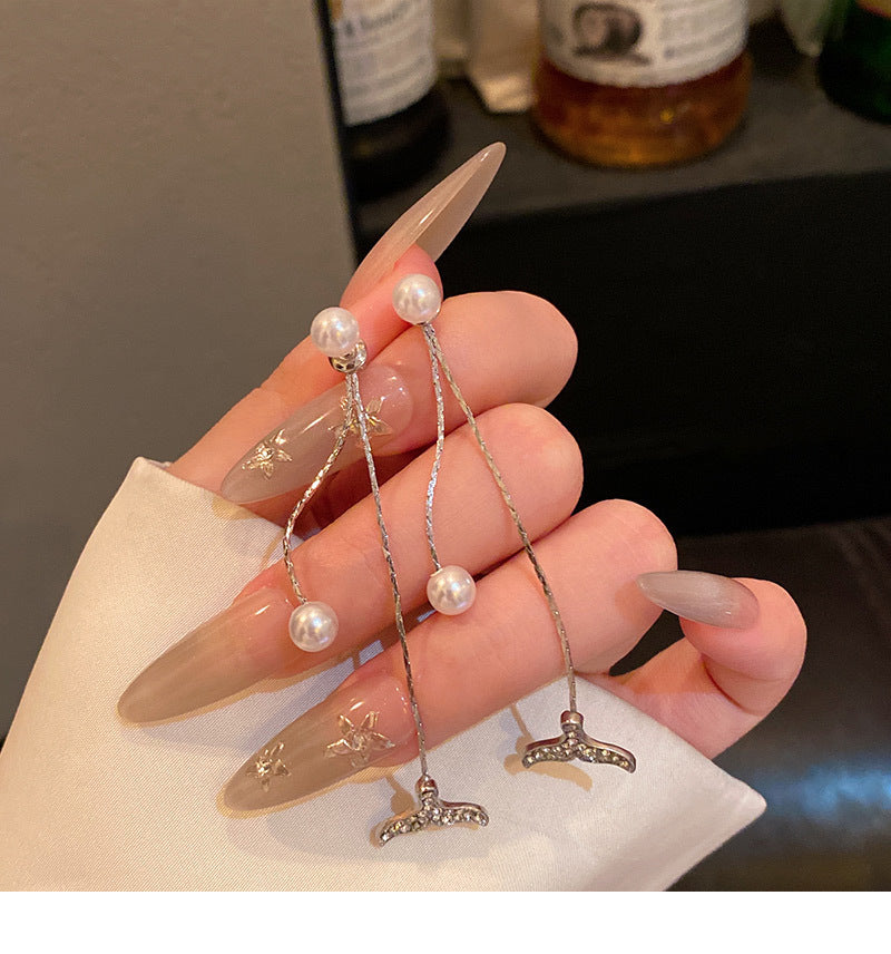 Luxury Long Tassel Fishtail Pearl Earrings