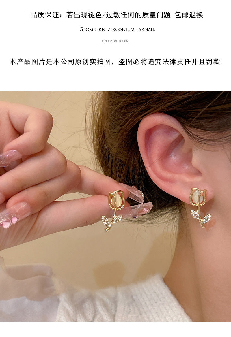 2025 New Cat's Eye Rose Earrings