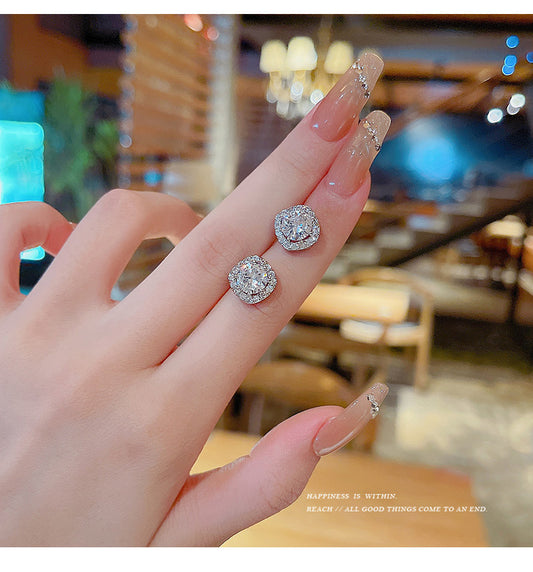 S925 silver needle micro-inlaid zircon super flash net celebrity earrings
