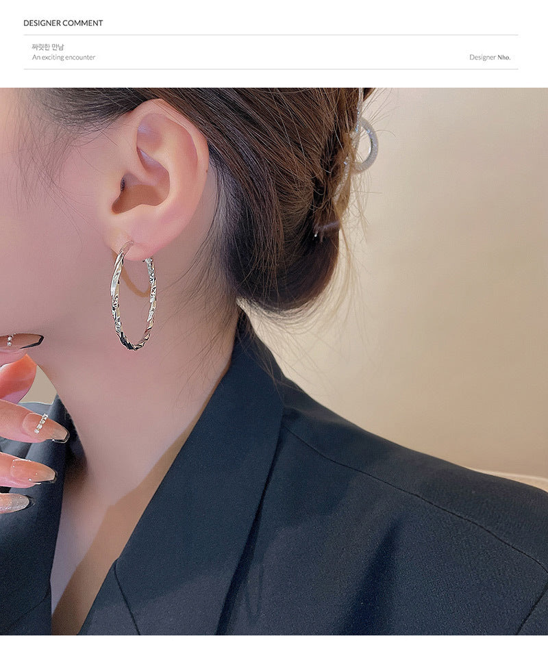 S925 silver needle European and American exaggerated large circle earrings