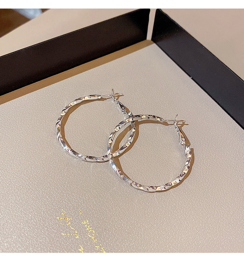 S925 silver needle European and American exaggerated large circle earrings