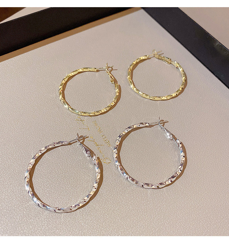 S925 silver needle European and American exaggerated large circle earrings