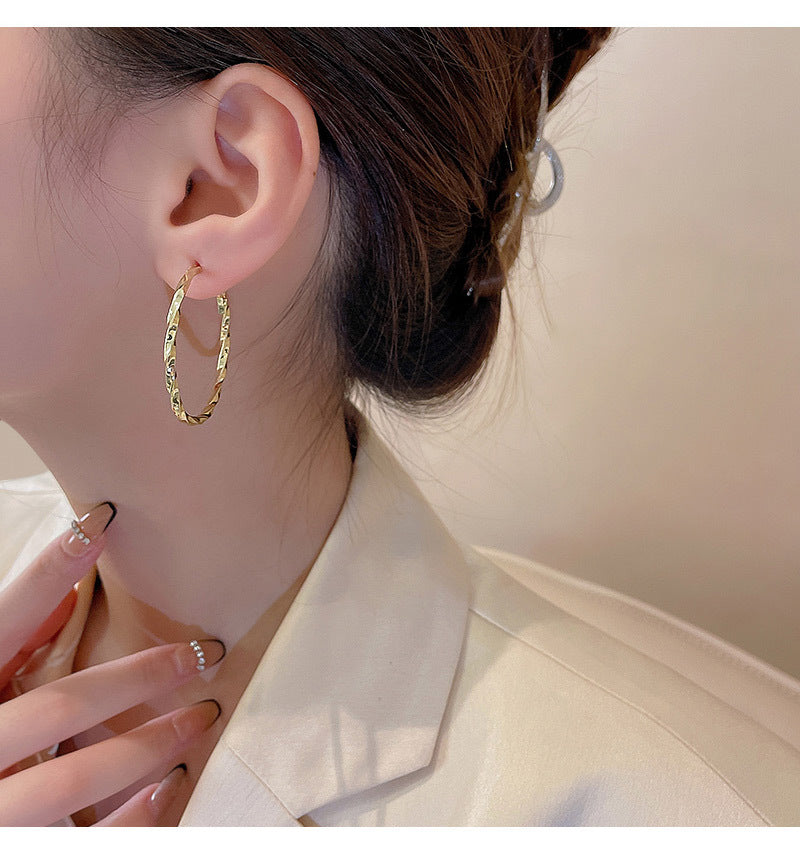 S925 silver needle European and American exaggerated large circle earrings