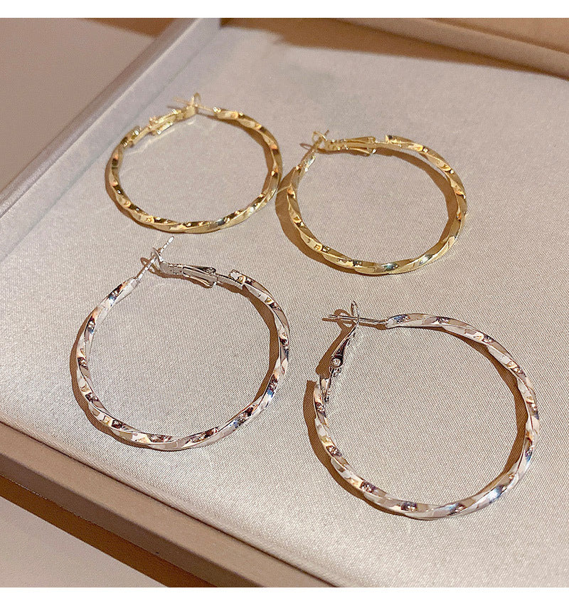 S925 silver needle European and American exaggerated large circle earrings