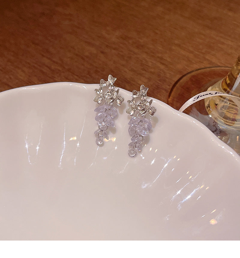 Long crystal tassel earrings fashionable and versatile earrings wholesale
